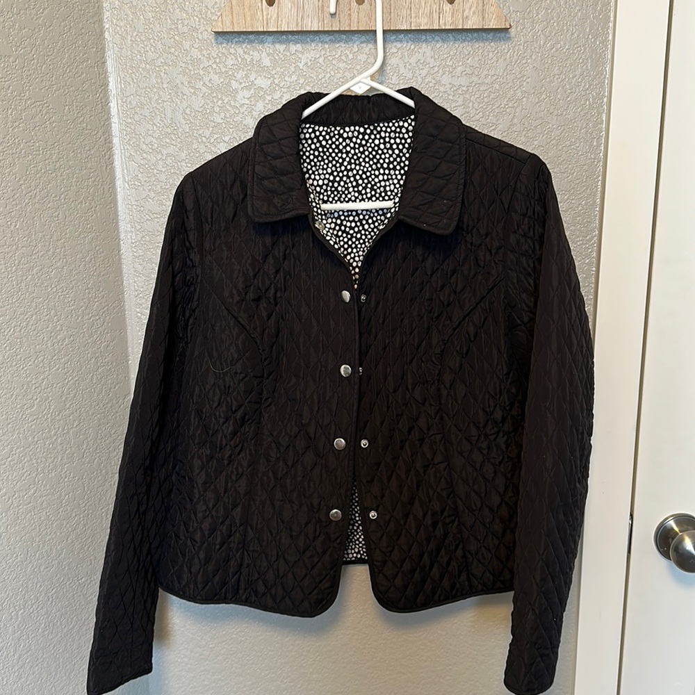 Black Quilted Button Jacket